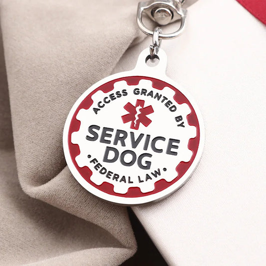 2Pcs Service Dog Tags Stainless Steel Engraved Nameplate Emotional Support Animal ESA Service Dog ID Tags Dog Collar Accessories