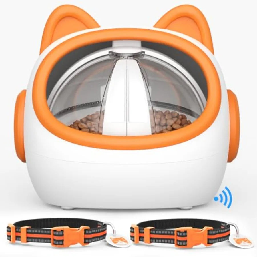 Smart RFID Cat Feeder with 3 Collar Sensors for MultiCat Homes Automatic Timed Feeding with 4 Modes Voice Recordin