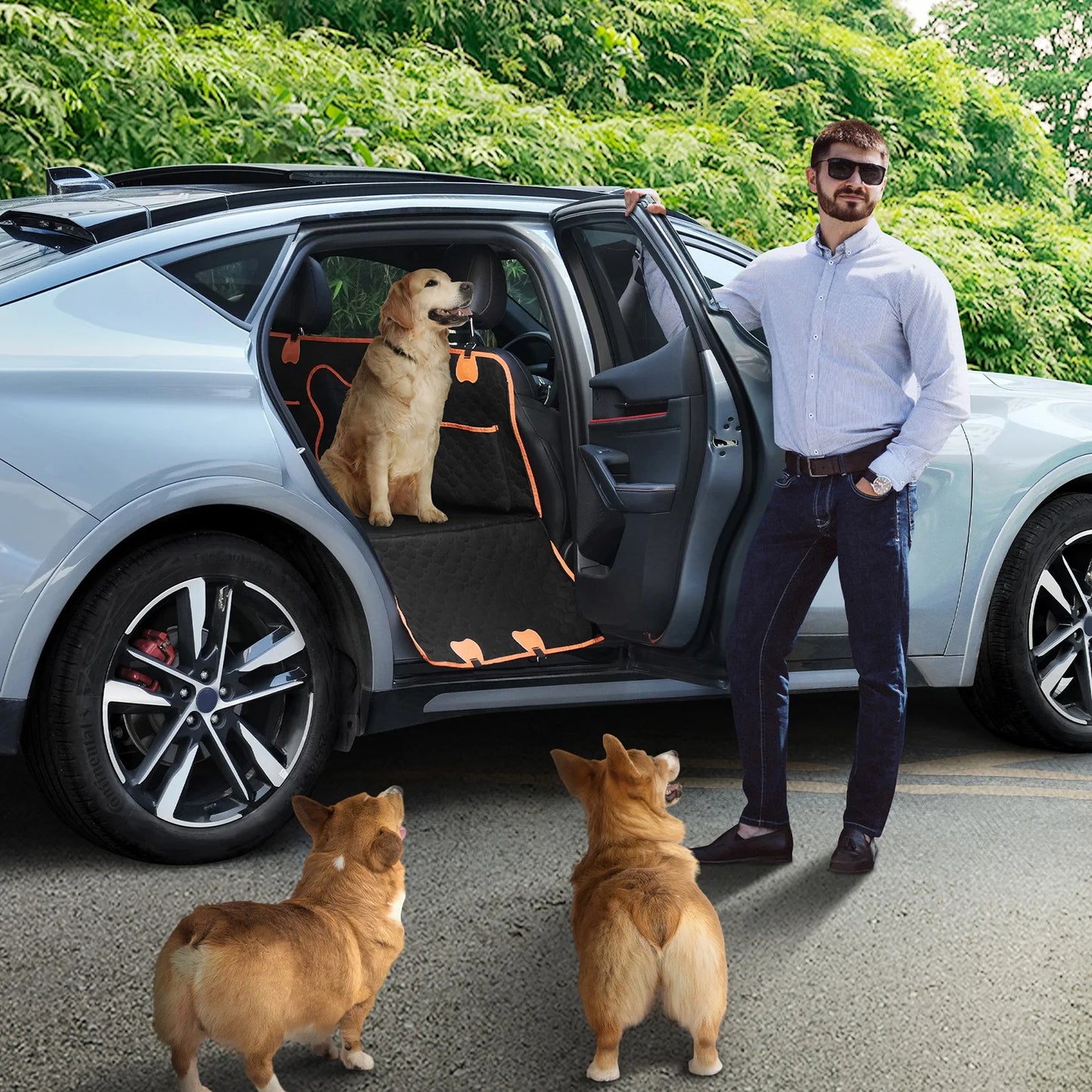 (Clearance Deal) Dog Car Seat Cover Foldable Dog Car Seat Cushion 60*30inch Black Dog Car Seat Cover Black