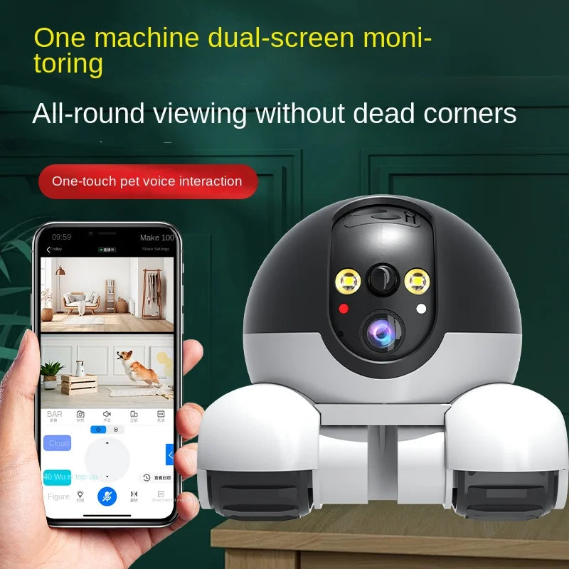 Smart Home Security4K PTZ Robot Two-way Audio Color Night Vision Surveillance Baby Pets Monitor Dual Lens  Camera Wireless Wifi