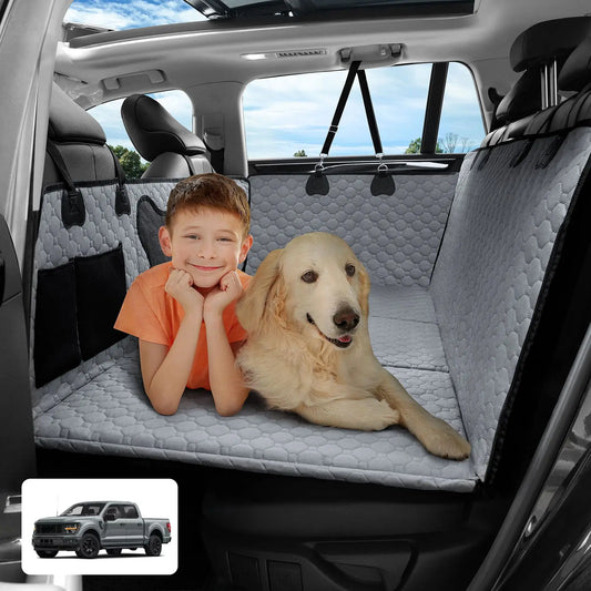 Back Seat Extender - Dog Car Seat Cover, Hammock for Car, SUV, Small Truck - Universal Fit Dog Car Seat Cover with Hard Bottom