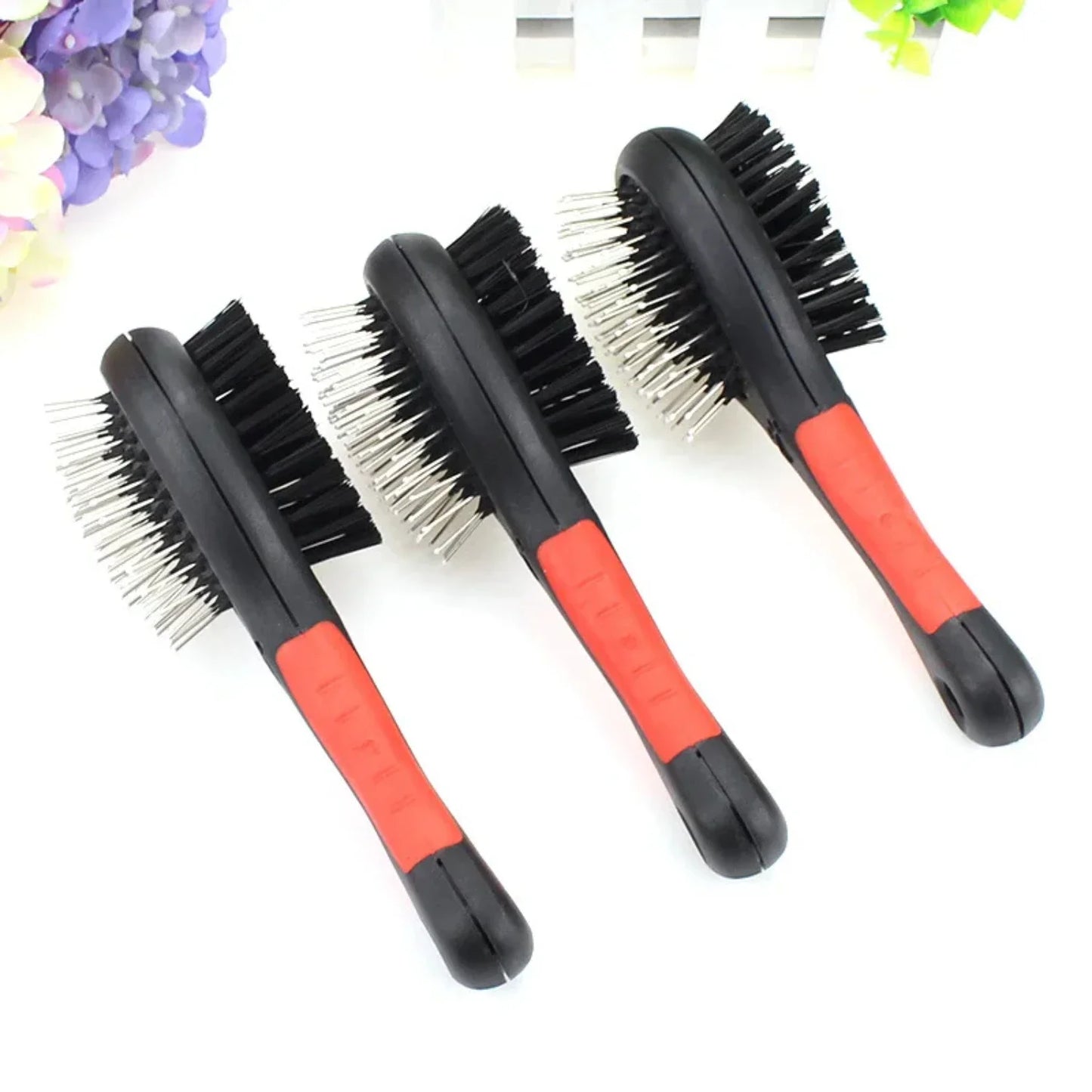 Double Faced Pet Dog Comb Plastic Handle Long Hair Brush Puppy Cat Massage Bath Brush Pet Grooming Tools Dog Accessories