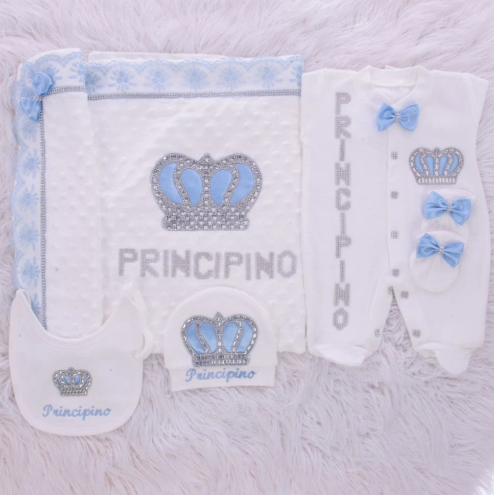 5pcs Newborn Baby Boy Outfits Kids Clothing Real Cotton Infant0 Products Shirt Pants Mittens Receiving Blanket