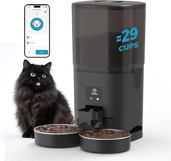 7L Automatic Cat Feeder for 2 Cats - 2.4G WiFi Timed Auto Feeder with APP Control, Cat Food Dispenser with Alexa for Multiple C