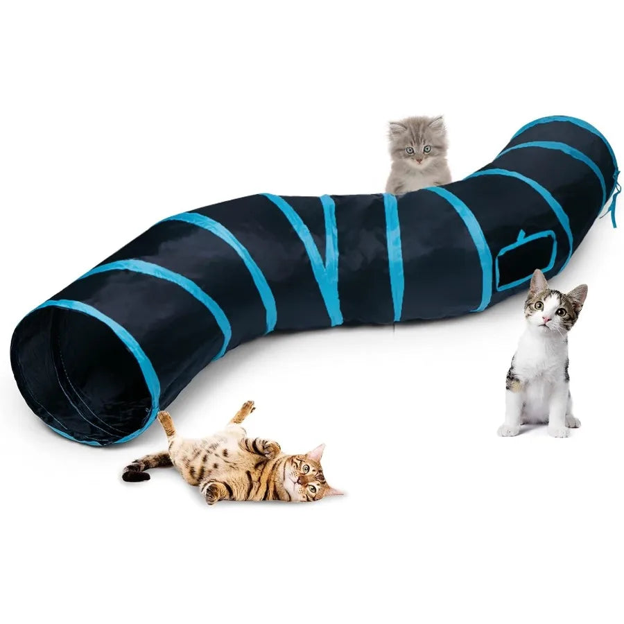 Cat Tunnel S2Way Cat Tunnels for Indoor Cats Collapsible Cat Play Tunnel Interactive Toy Maze Cat House with 1 Play Ball for Ca