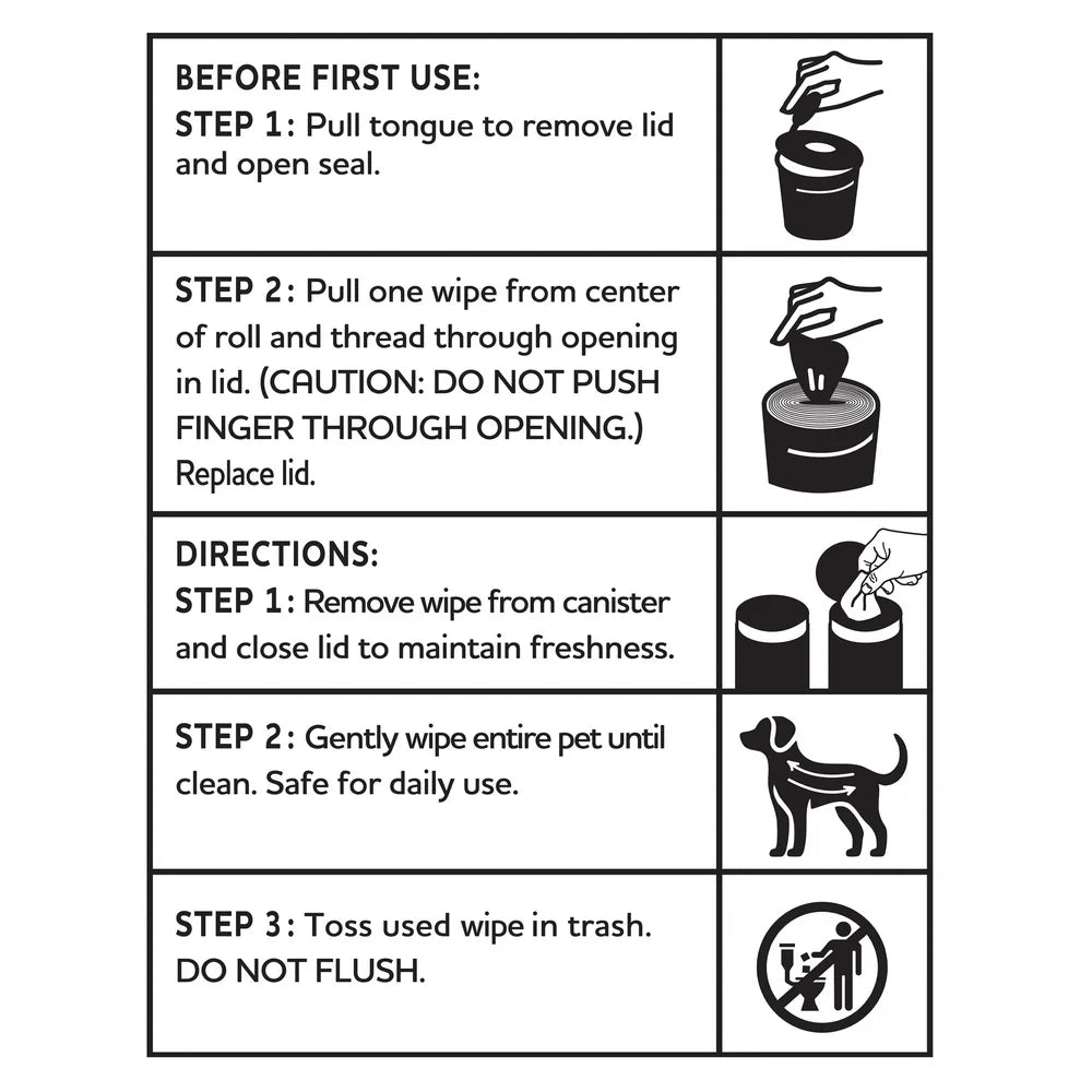 Jumbo Grooming Wipes Dogs and Cats Fragrance Free 100 Pre-Moistened Wipes Large Size Safe Cleansing Deodorizing Between Baths