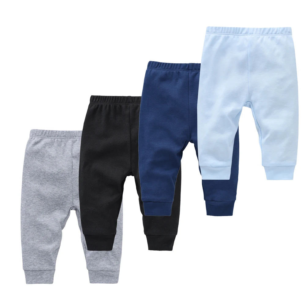 0-12M Cotton Newborn Baby 4 Pcs/lot Boy Girl Pants Solid  Long Trousers Casual Baby Leggings For Girls Boys Spring Autumn