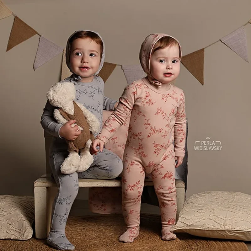 2025 Mail's Autumn Baby High Quality Cotton Newborn Footies Hats Blankets Toddler Girls Boys Sleeping Pajamas Clothing 3m-18m