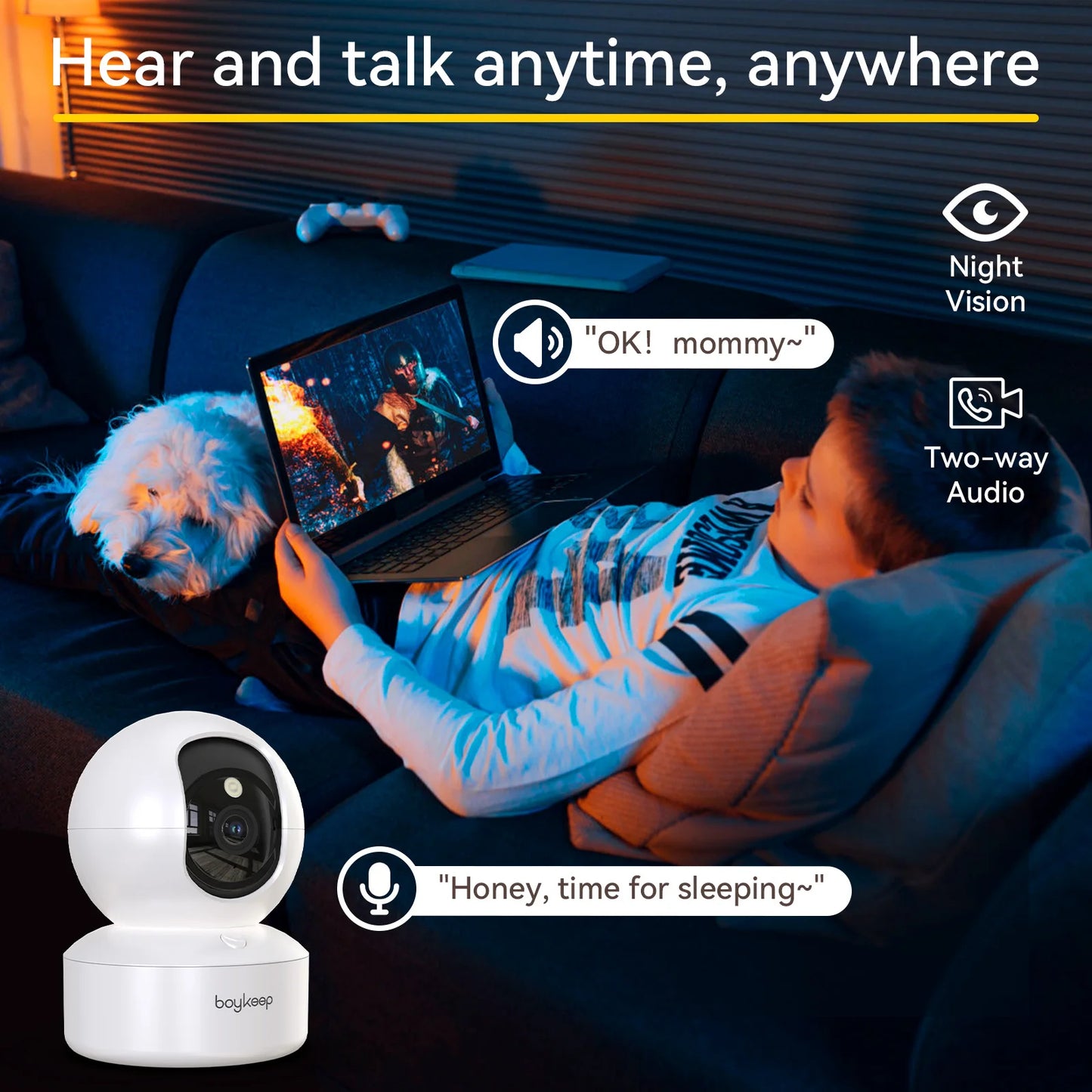 3MP WiFi IP Camera Smart Baby Monitor Home Security 5G WiFi Indoor IP Automatic Tracking 24/7 Video Surveillance