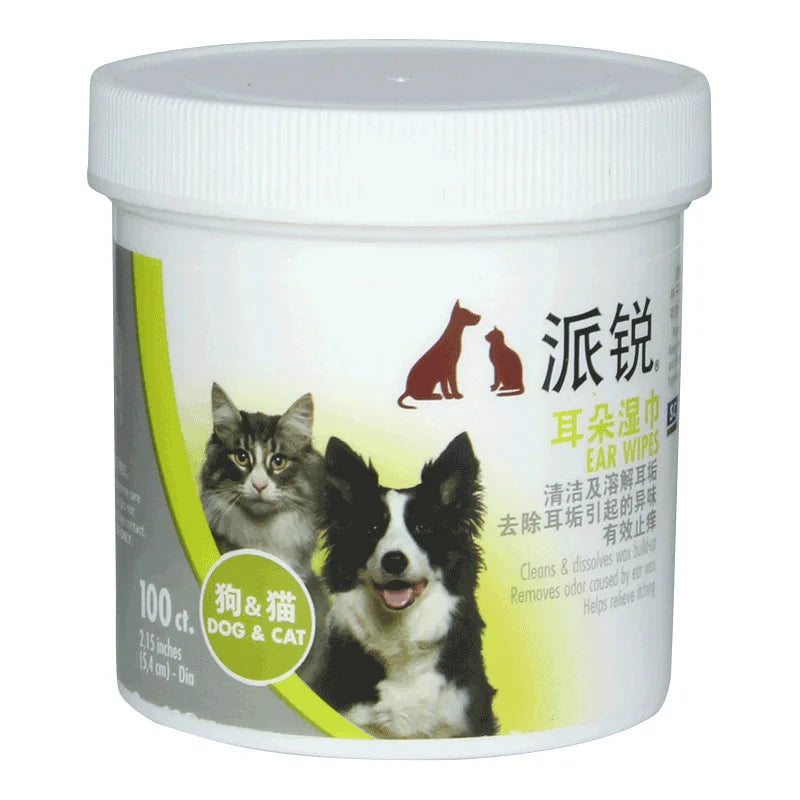 100pcs Pet ear wipes Cat dog teddy puppies wet  Cleaning Dedicated to earwax parvovirus Skincare  supplies