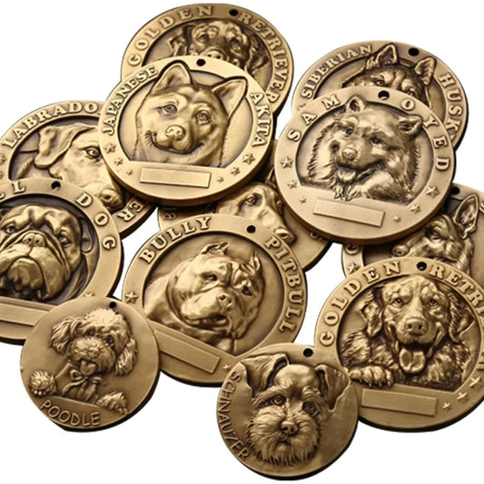 Custom Blank Dog Tags Persolized for Different Breeds 3D Brass Finish 85  Breed Series with Free Engraving Space for Pet Inform