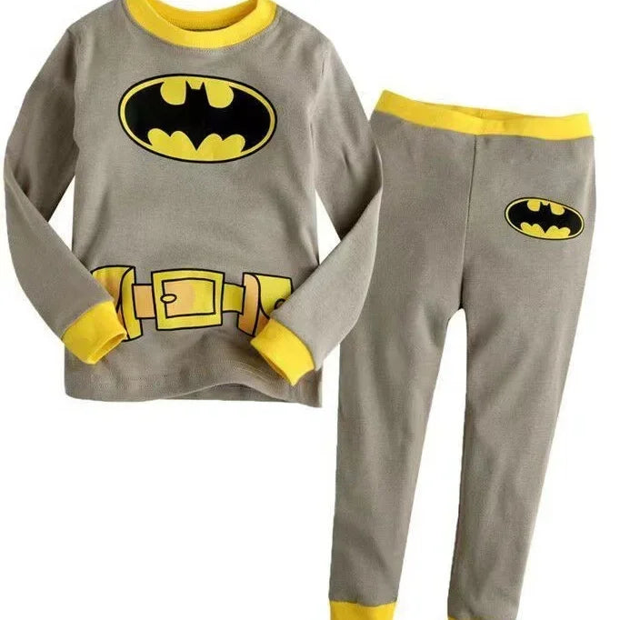 Disney children's thermal underwear set Spider Batman Hulk Superman pajamas T-shirt tops trousers toddler baby autumn pajamas