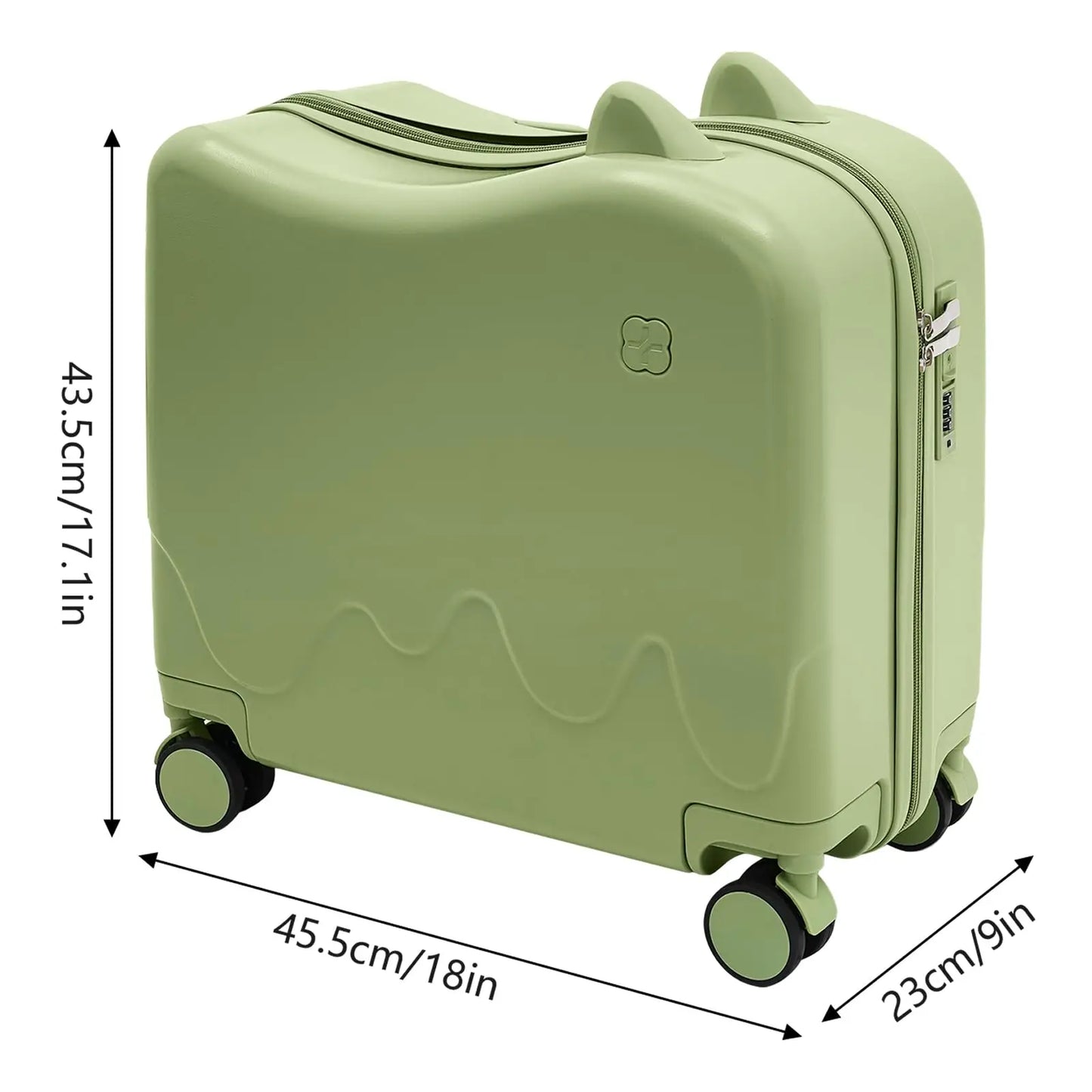 18" Kids Carry On Luggage, Ride-On Kids' Suitcase with Double Spinner Wheels, Cute Lightweight Tow-Along Luggage with Password L