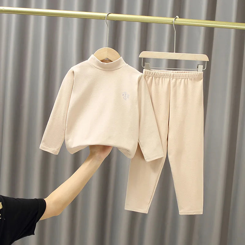 3-14 Years Kids Clothing Sets Autumn Winter Thermal Underwear Suit  Girls Boys Pajama Sets Teens Clothes No Trace Warm Sleepwear