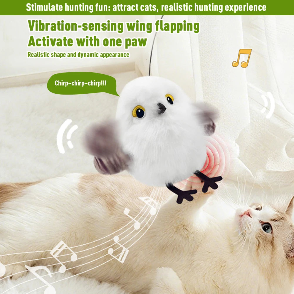 Flapping Bird Activated Kitten Toy Interactive Cat Exercise Toys Active Moving Pet Plush Toy for Kitten Or Small Dogs