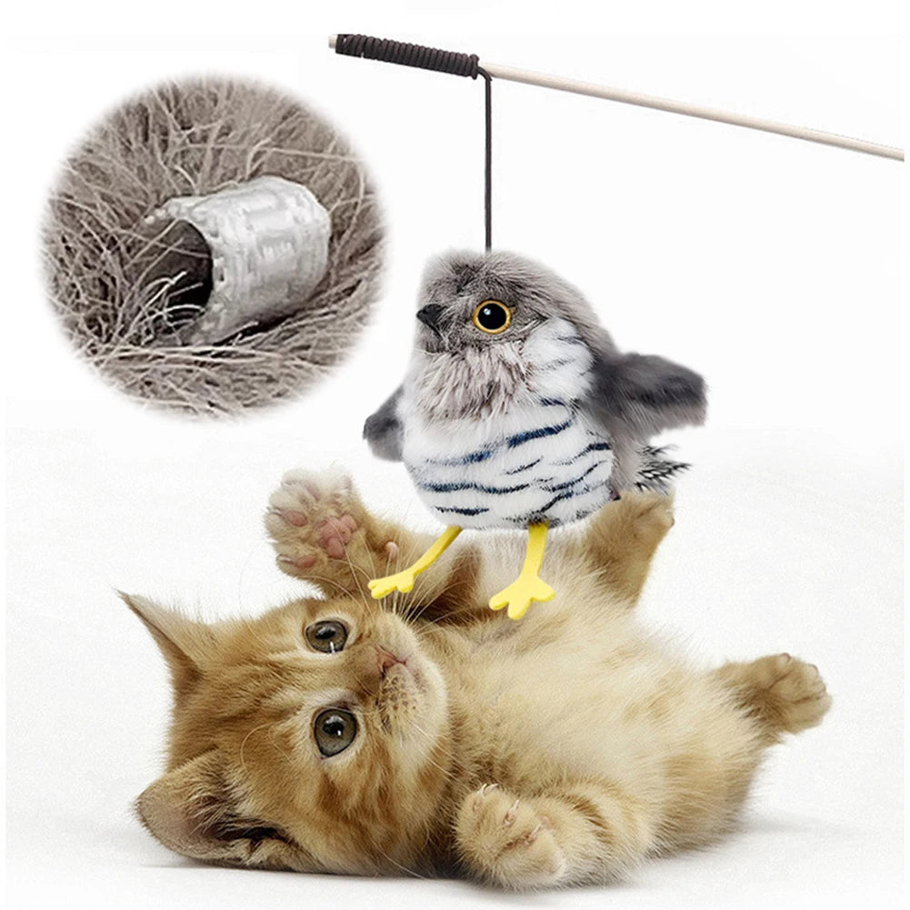 Flapping Bird Activated Kitten Toy Interactive Cat Exercise Toys Active Moving Pet Plush Toy for Kitten Or Small Dogs