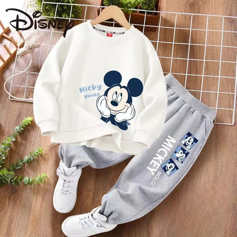 Autumn Baby Girl Boy Clothes Set Children Disney Mickey Printing Sweatshirt Top and Pants Bottom Two Piece Suit Cotton Tracksuit