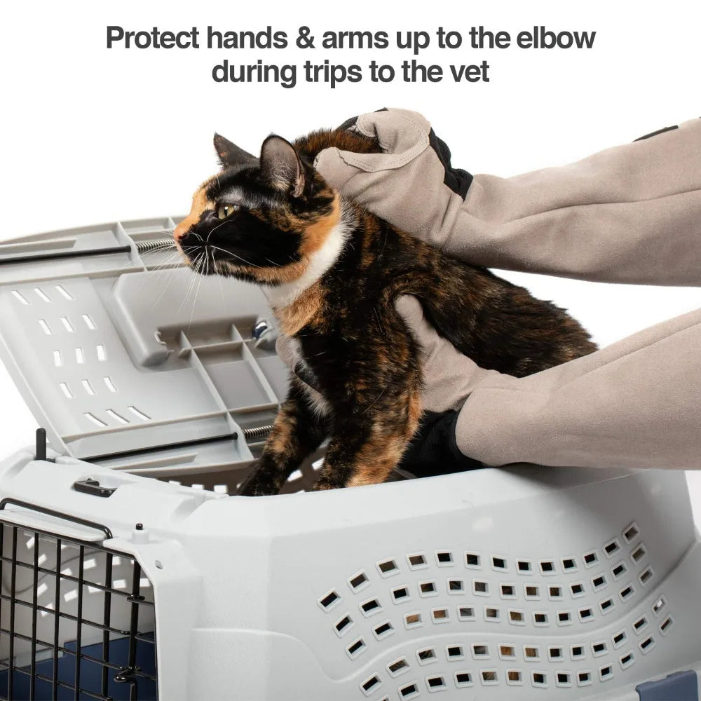 Multipurpose Pet Grooming Gloves Great for Trips to Vet and Bathing, Puncture, Scratch & Water Resistant
