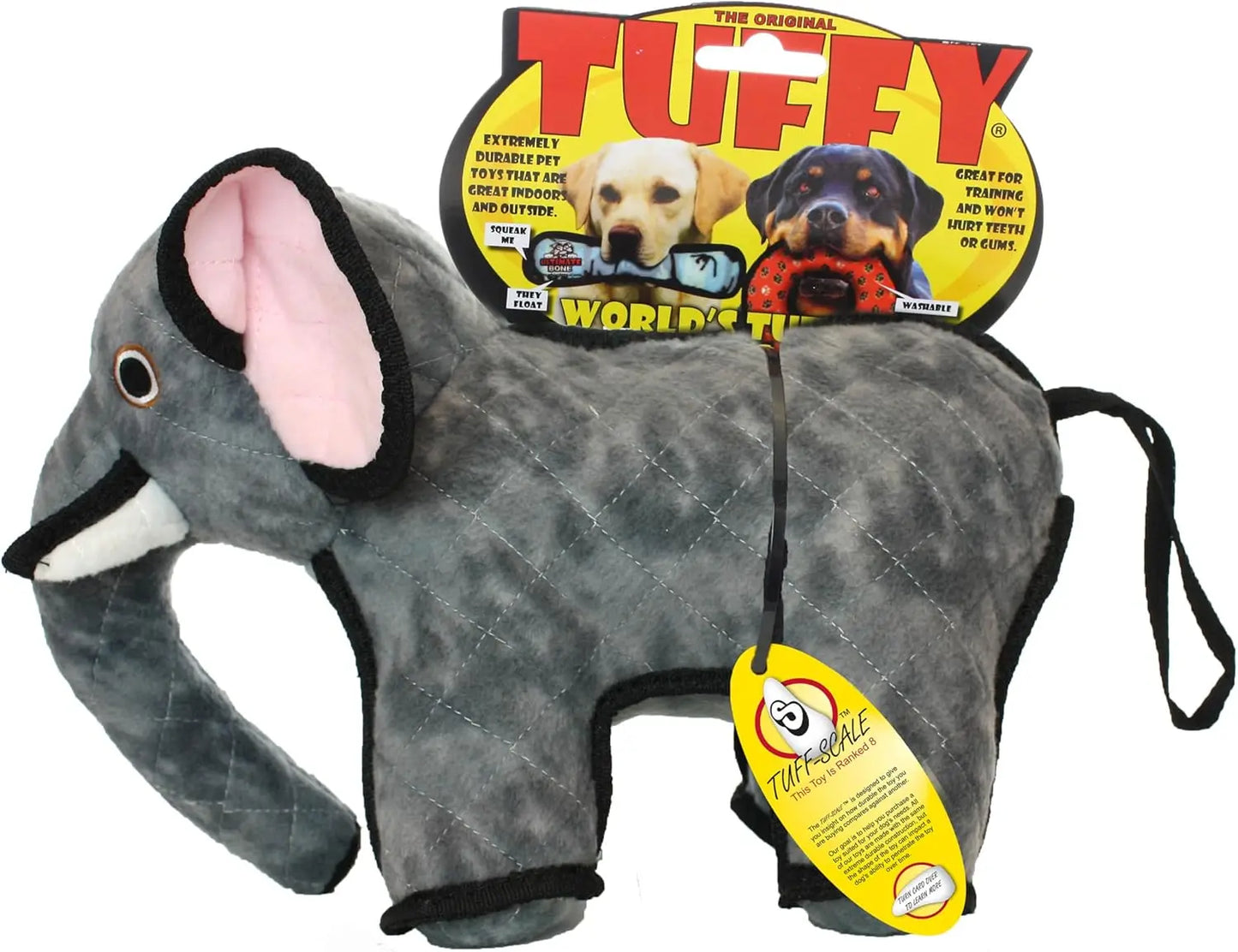 World's Tuffest Soft Dog Toy- Zoo Elephant -Multiple Layers. Made Durable, Strong & Tough. Interactive Play (Tug, Toss &