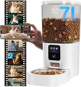 Automatic Cat Feeder with 2K Camera: 5G WiFi Automatic Dog Feeder with Night Vision,Cat Food Dispenser with 7L Large Food Storag