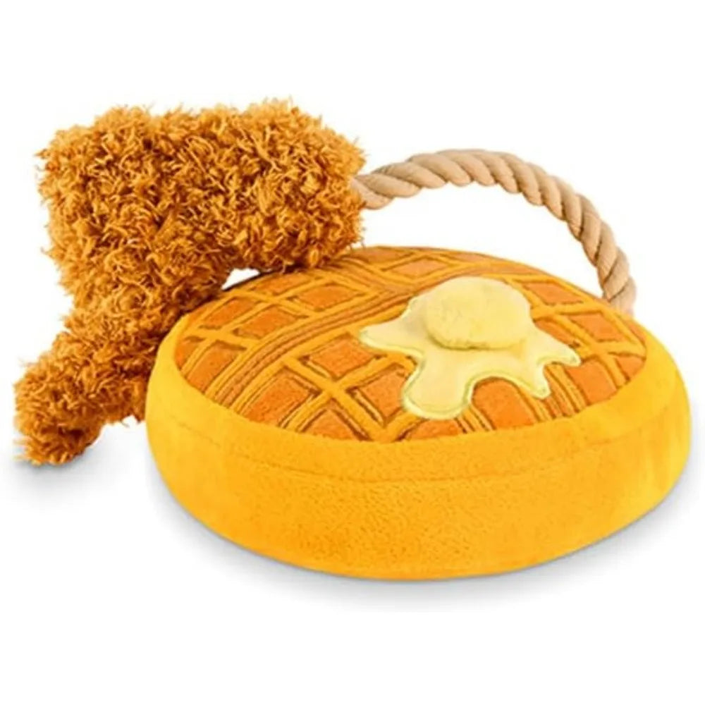 P.L.A.Y. Cute Plush Dog Toys - Brunch Breakfast Food Themed Durable Squeaker Chew Toys, Great for Puppies & Small, Medium, Large