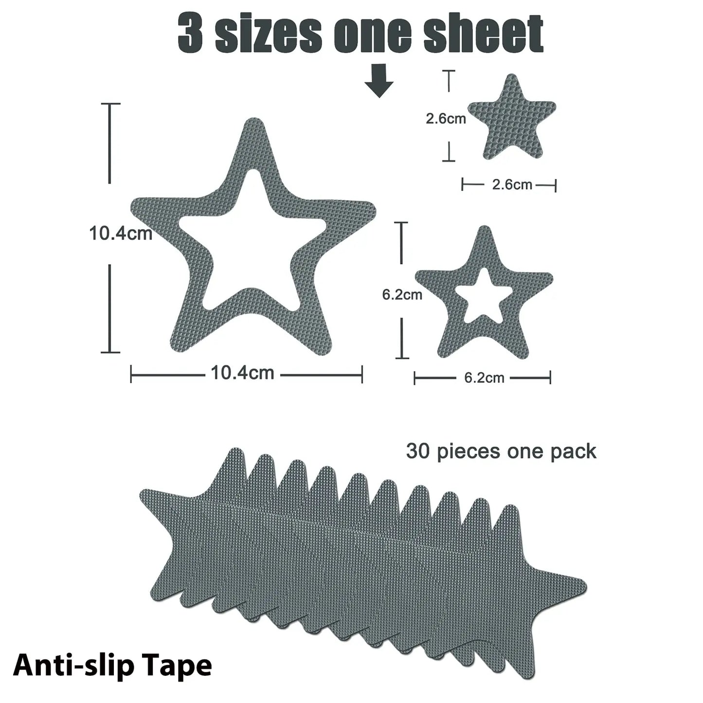 10 PCS Anti Slip Shower Tread Sticker Safety 2026Bathtub Strips Premium Adhesive Star Snowflak Decals for Bath Tub Shower Stairs
