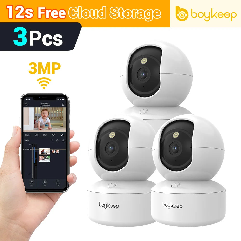 3MP WiFi IP Camera Smart Baby Monitor Home Security 5G WiFi Indoor IP Automatic Tracking 24/7 Video Surveillance