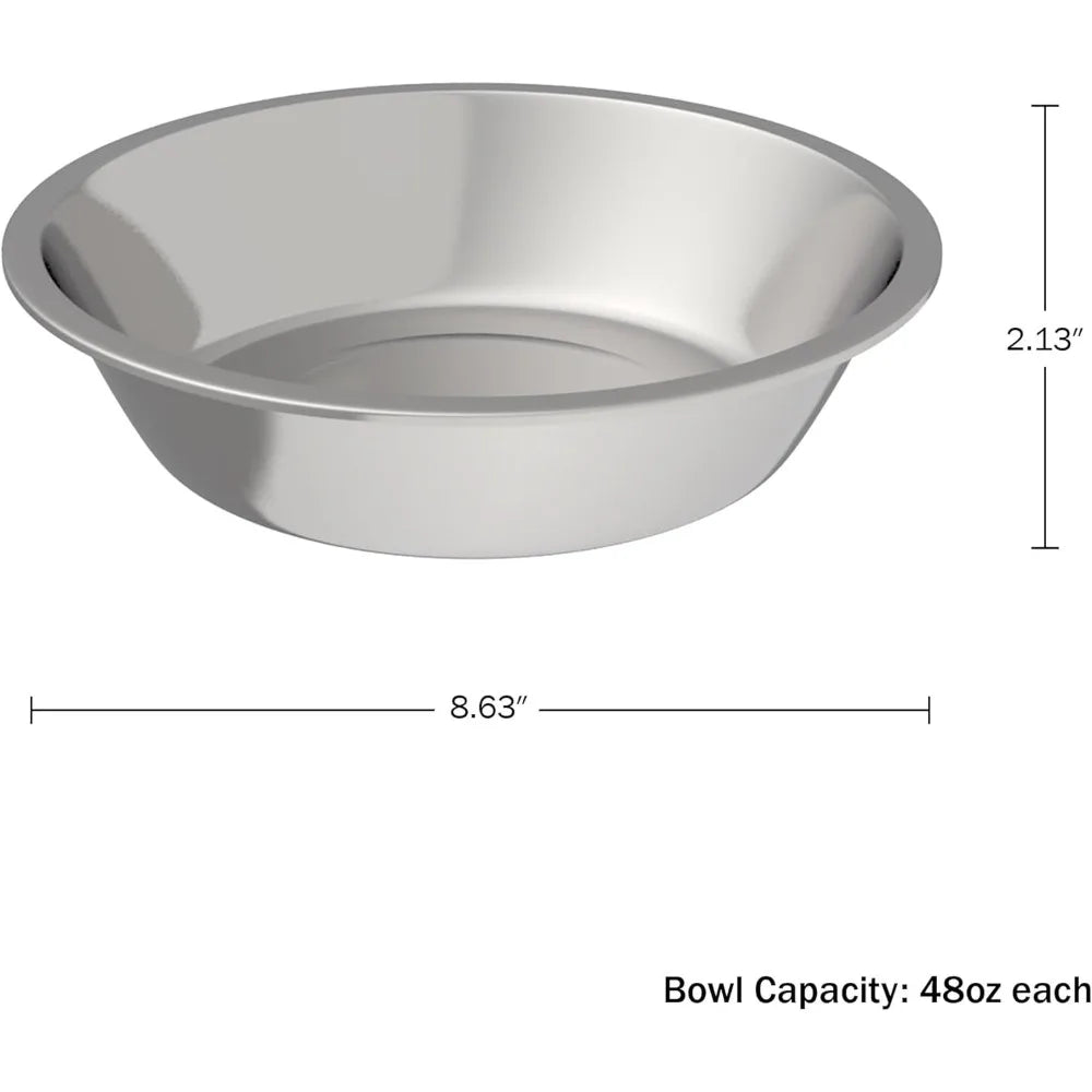 Set of 2 Stainless-Steel Dog Bowls - Cage, Kennel, and Crate Hanging Pet Bowls for Food and Water - 48oz Each and Dishwasher Saf