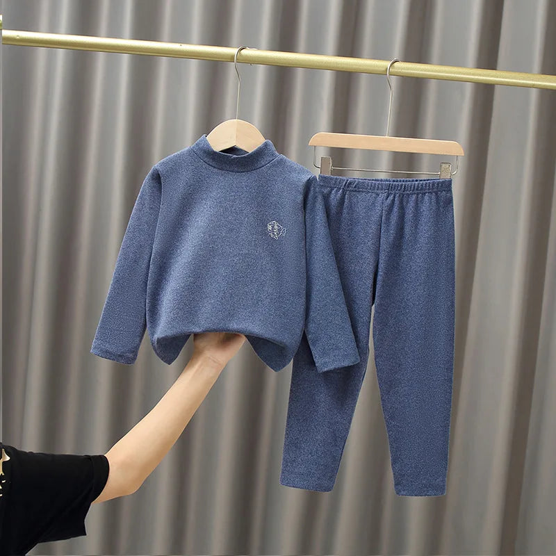 3-14 Years Kids Clothing Sets Autumn Winter Thermal Underwear Suit  Girls Boys Pajama Sets Teens Clothes No Trace Warm Sleepwear