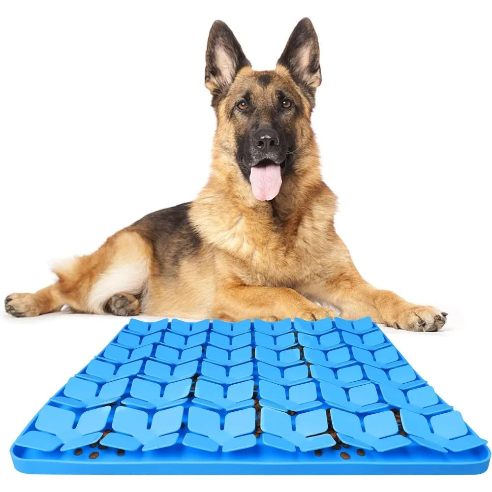 Snuffle Mat for Dogs,Premium Silicone Dog Food Mat 16“x16”Interactive Feed Game for Boredom,Encourages Natural Foraging Skills a