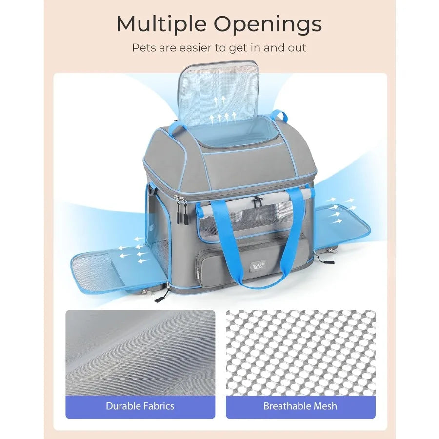 Expandable SoftSided Pet Carrier for Cats and Dogs: Airline Approved Collapsible Portable Travel Bag for Up to 25 Lbs Suitable