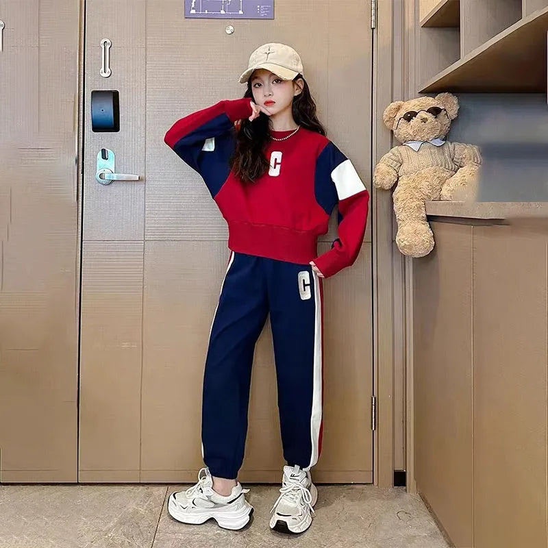 Top & Pants 2-Piece Set Sweatshirt Girl Autumn Winter Outfit Long Sleeve Outfits 2025 Clothes Clothing Children Girls' 10 Years