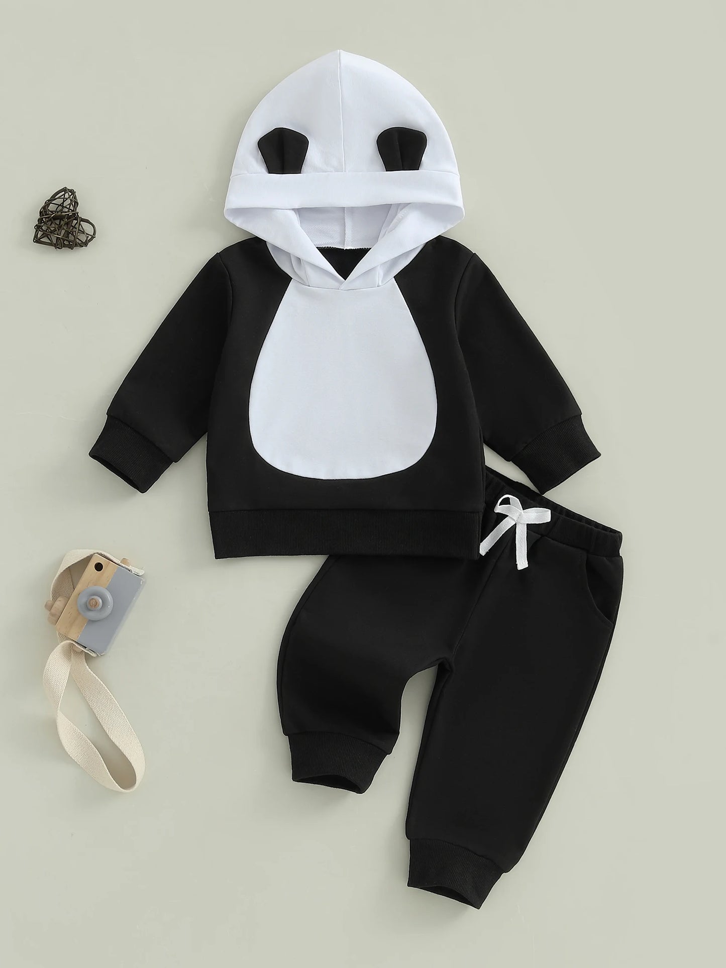 Baby Girl Boy Winter Outfits Bear Print Sweater Fleece Lined Pants 2 Piece Set Warm Clothes for Toddlers