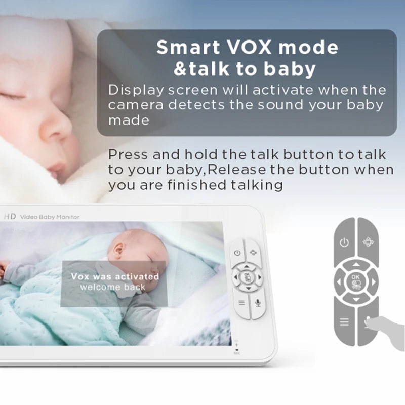 7 Inch Wireles Baby Monitor Babyphone Security Video Dual Cameras Bebe 720P IPS Nanny VOX HD Night Vision PTZ  Temperature