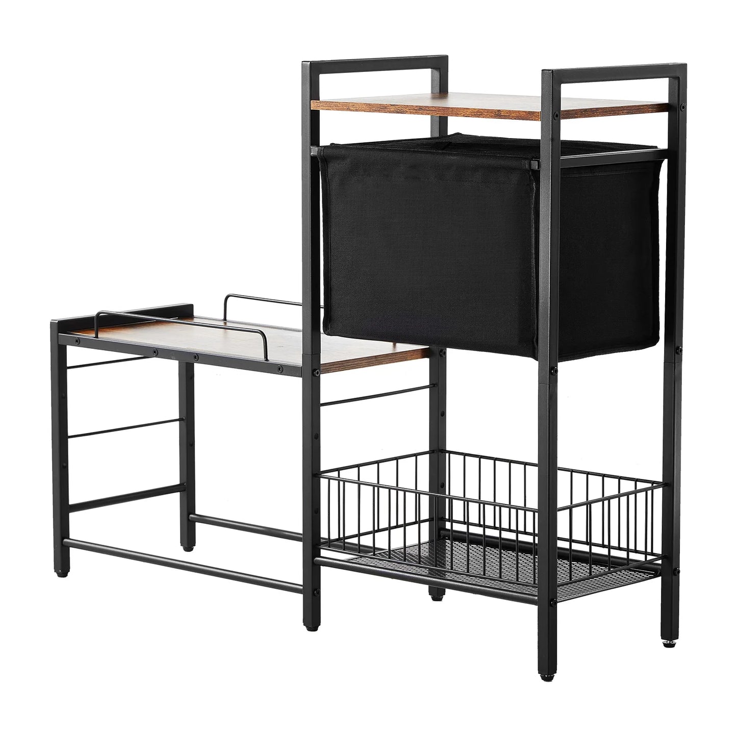 Pet Feeding Station with Storage Elevated Dog Bowls Raised Dog Bowl Stand w/ Storage Shelves Pet Toy Storage Organizer