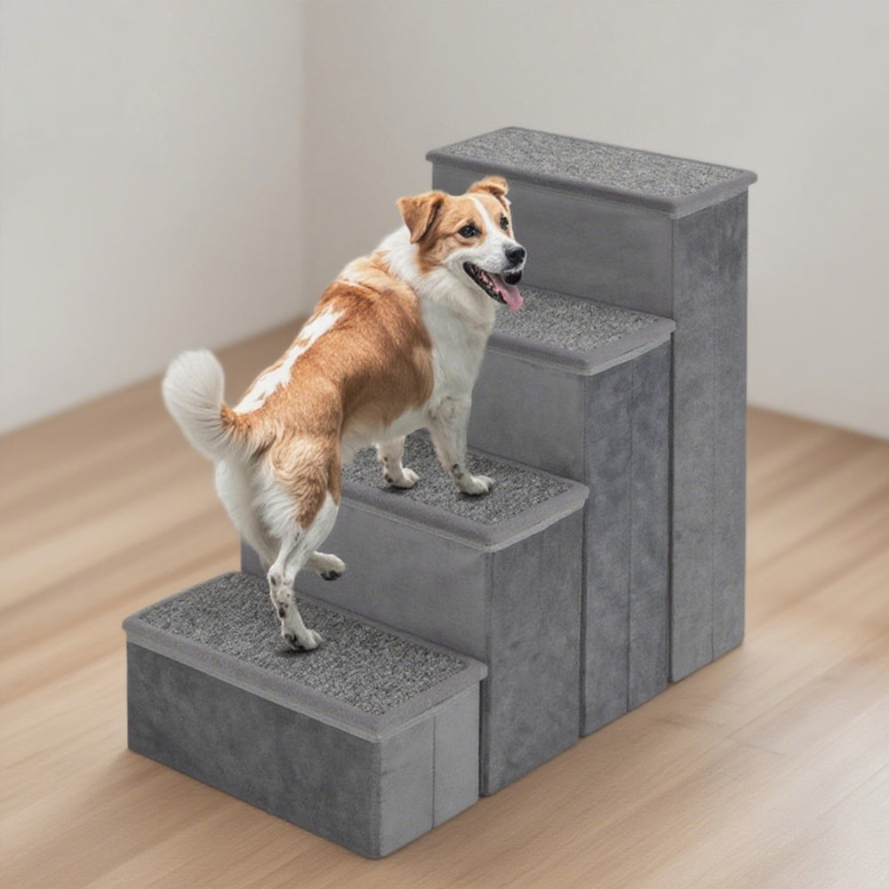 4-Step Dog Stairs Non-slip Foldable Dog Ramp With Adjustable Steps